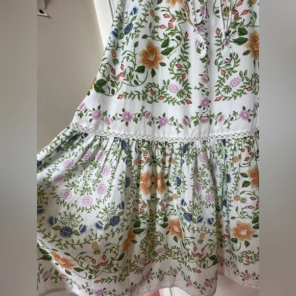 Farm Rio Folk Floral Lace Midi Dress White Sz extra small - Picture 6 of 16